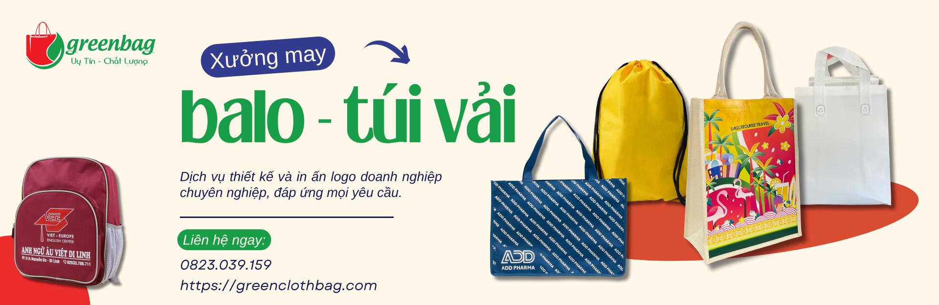 Banner Xưởng sản xuất đa dạng kiểu dáng túi vải balo số lượng ít 
