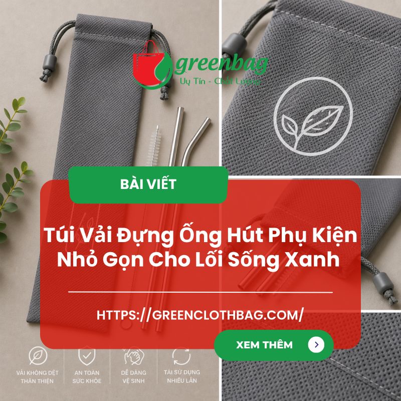 Túi Vải Đựng Ống Hút Phụ Kiện Nhỏ Gọn Cho Lối Sống Xanh